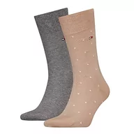 Skarpetki męskie - Tommy Hilfiger Men's TH Men 2P DOT CLSSC Sock, beżowy, 43/46, beżowy, 43-46 EU - miniaturka - grafika 1