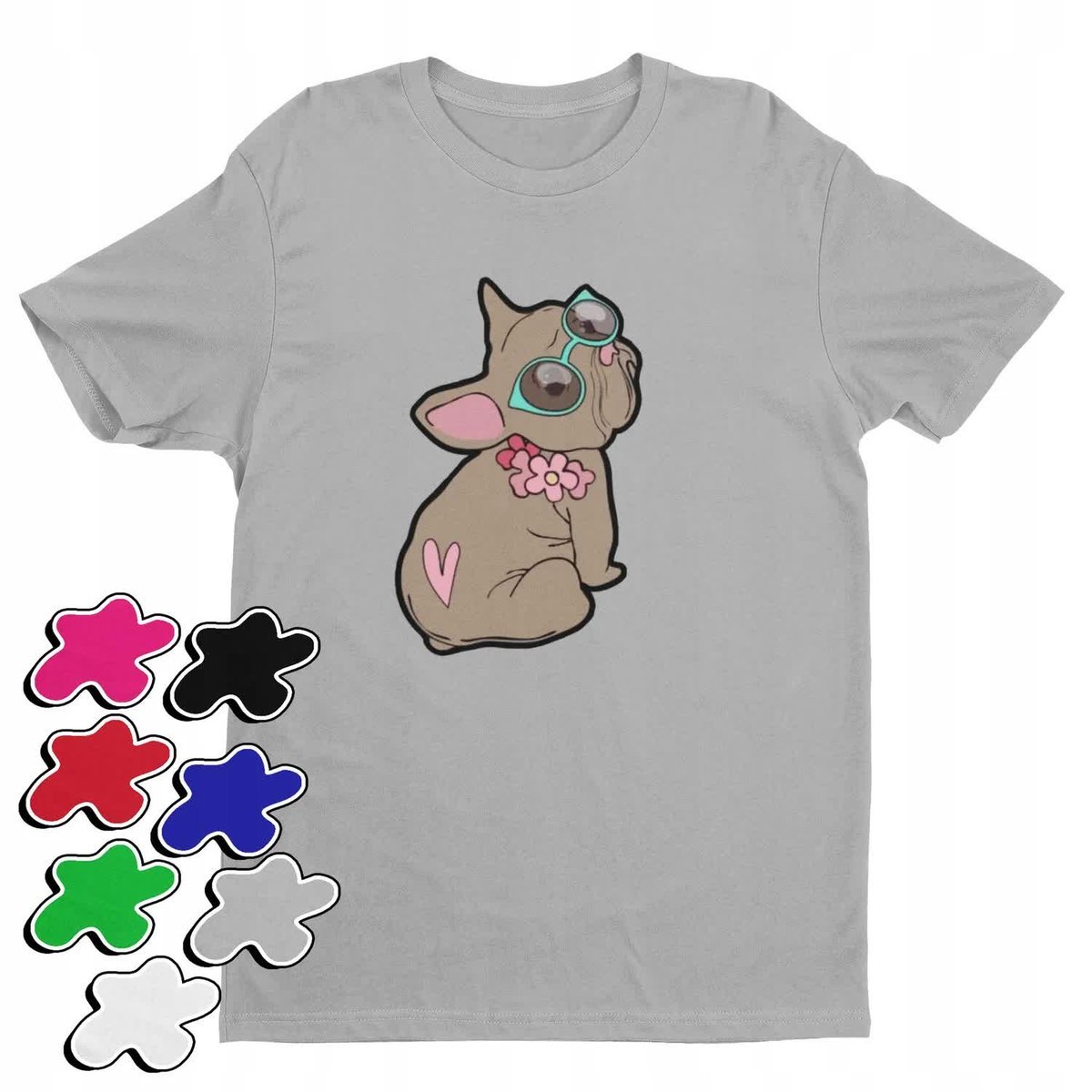 Koszulka T-Shirt Dziecięca Z Nadrukiem Pies Piesek Buldog Pupil -M 134-140