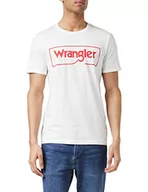 Koszulki męskie - Wrangler Koszulka męska z logo ramki, biały, XL - miniaturka - grafika 1