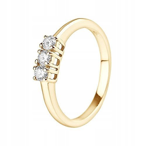 PIERŚCIONEK DIAMENTY 0,24 ct ZŁOTO 9 ct 375 r. 16