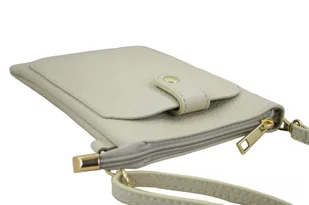 Torebka skórzana / etui na telefon - Beżowe jasne - Etui i futerały do telefonów - miniaturka - grafika 4