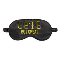 Akcesoria do bielizny - Fisura – Maseczka do spania „late but great”. Miękka maseczka do spania. Oryginalna czarna opaska na oczy. Ultramiękka maseczka do spania z elastyczną gumką. 20 x 10 cm. - miniaturka - grafika 1