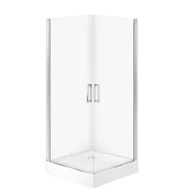 Kabiny prysznicowe - Kabina prysznicowa Cersanit Moduo 90x90x195 kwadratowa chrom transparentne z brodzikiem tako 16 cm biały S601-483 - miniaturka - grafika 1