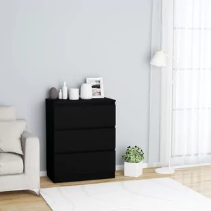 vidaXL Komoda, czarna, 60x35x76 cm, płyta wiórowa - Komody - miniaturka - grafika 1