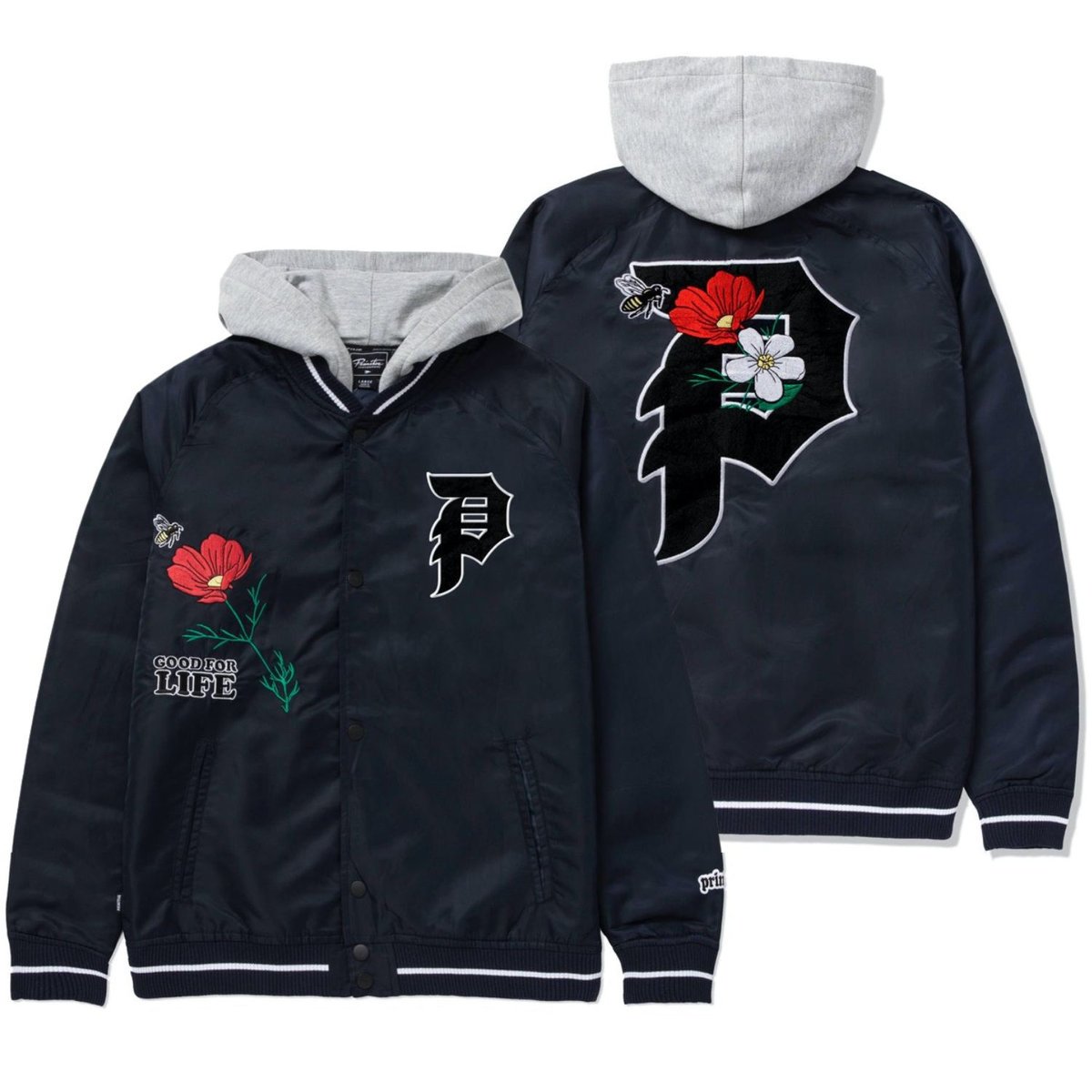 Kurtka męska Primitive Keeper Two-Fer Varsity bomberka z kapturem granatowa-S