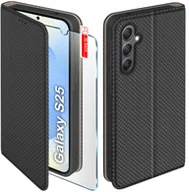 Etui i futerały do telefonów - Etui z klapką do Samsung S25 Zamykane Czarne Futerał + Szkło 9H - miniaturka - grafika 1