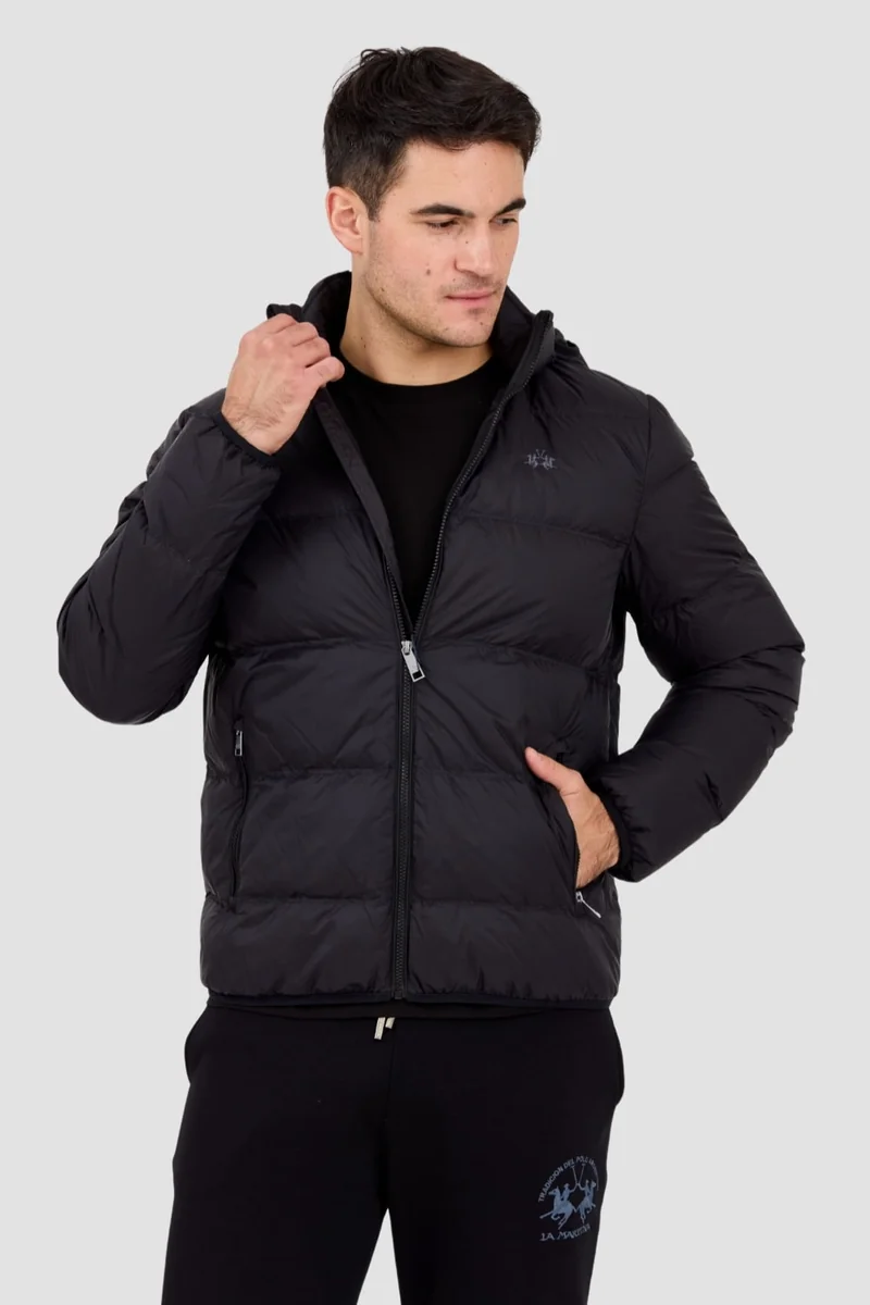 LA MARTINA MAN Czarna pikowana męska kurtka Outerwear Basic Nylon L