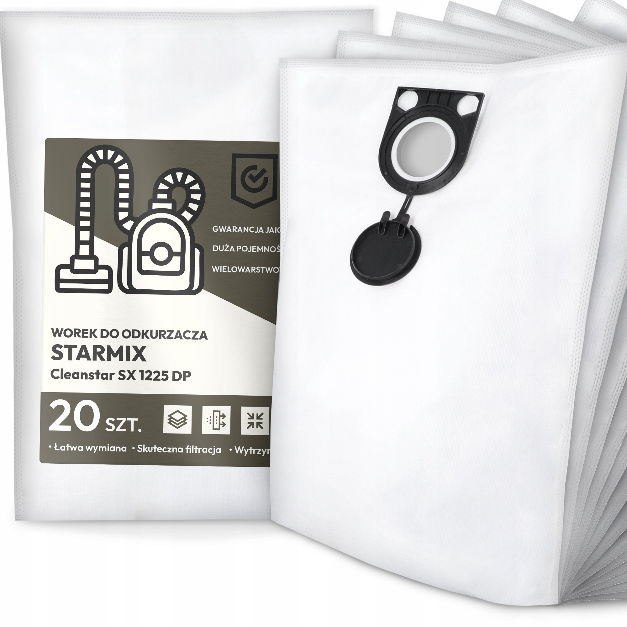 20x Worek do Odkurzacza Starmix Cleanstar Sx 1225 Dp Syntetyczny Pojemny G9