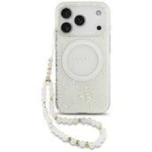 Etui i futerały do telefonów - Etui Guess IML Flowers Electro Pearl Strap MagSafe do iPhone 17 Pro biały - miniaturka - grafika 1