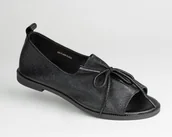 Półbuty damskie - Sandały damskie półbuty GOODIN GD-FL859 skóra eko czarne lekkie wsuwane 41 - miniaturka - grafika 1