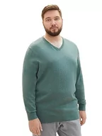 Swetry męskie - TOM TAILOR Sweter męski plus size, 32619 – zielony (Green Dust Melange), 4XL - miniaturka - grafika 1