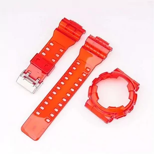 2W1 opaska pasek + etui BEZEL do Casio G-SHOCK GA-100 GA-110 GD-100 G-8900 czerwony transparentny - Akcesoria do smartwatchy - miniaturka - grafika 1