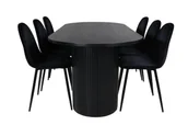 Stoły z krzesłami - BiancaBL zestaw do jadalni stół do jadalni czarny oraz 6 Polar krzesło stołowe welur czarny. - miniaturka - grafika 1