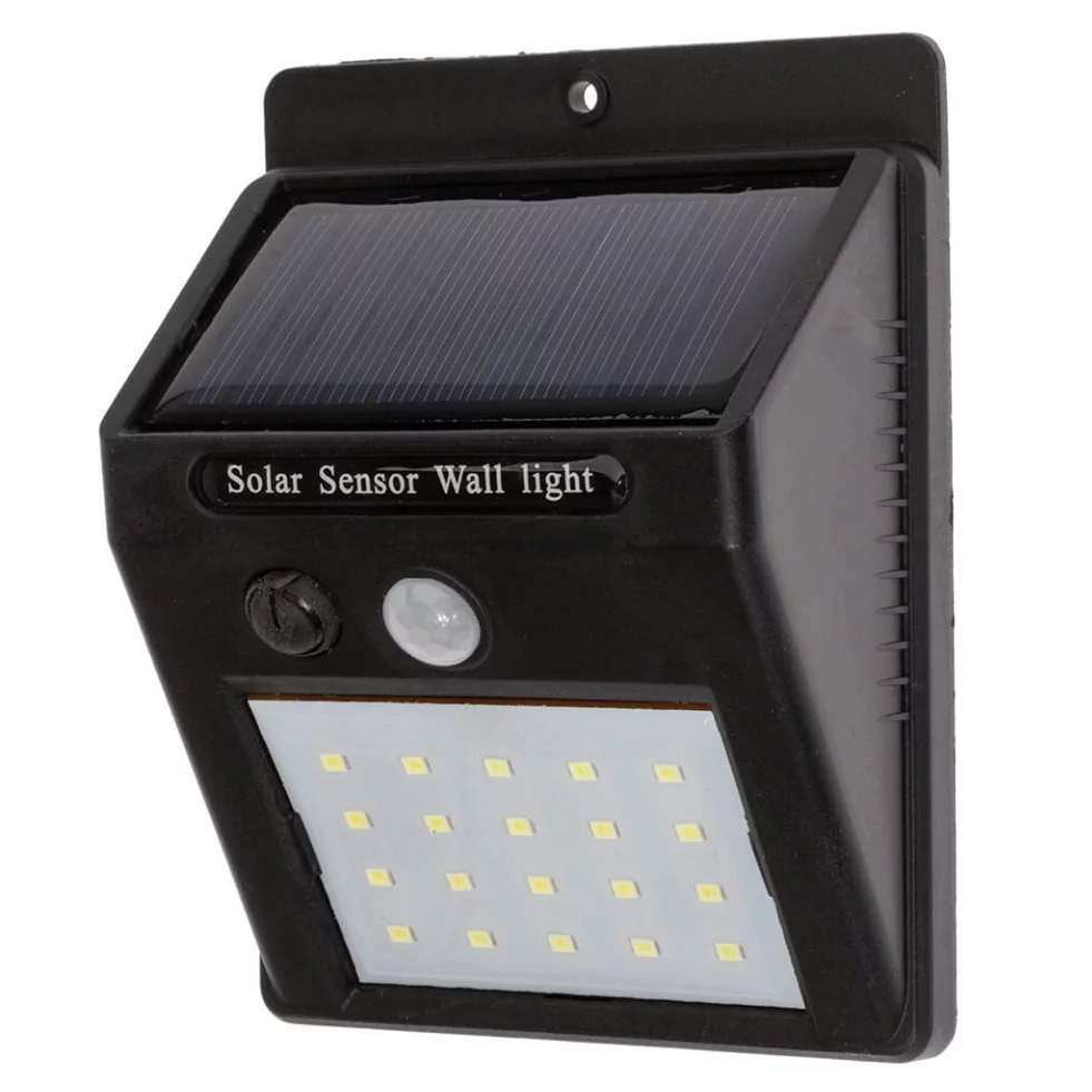 Lampa solarna - Kinkiet elewacyjny LED 3W z czujnikiem ruchu i zmierzchu – Biały zimny (6000K)