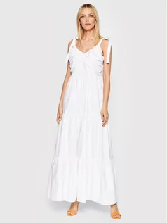 Sukienki - Fracomina Sukienka letnia FP22SD3012W40001 Biały Regular Fit - grafika 1