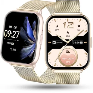 Zegarek Damski SMARTWATCH RUBICON złoty mesh - Smartwatch - miniaturka - grafika 1