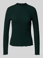 Bluzki damskie - Bluzka o kroju slim fit z długim rękawem i dodatkiem wiskozy model ‘LEMMA’ - miniaturka - grafika 1