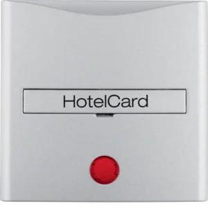 Berker Pokrywa do łącznika na kartę hotelową z nadrukiem i czerwoną soczewką B.Kwadrat/B.7 aluminium - Inne akcesoria elektryczne - miniaturka - grafika 1