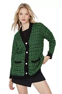 Swetry damskie - Trendyol Damski sweter oversize z dekoltem w serek, zielony, L, ZIELONY, L - miniaturka - grafika 1