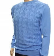 Swetry męskie - Strokers Klasyczny Elegancki Sweter Męski Bawełniany Xxl 2Xl Błękitny - miniaturka - grafika 1