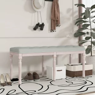 vidaXL Ławka, jasnoszara, 110x40x49 cm, tapicerowana aksamitem - Ławki do przedpokoju - miniaturka - grafika 1