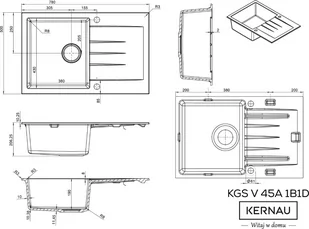 Zlew KERNAU KGS V 45A 1B1D Deep Black - Zlewozmywaki - miniaturka - grafika 2