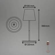 Lampy stojące - Briloner Lampa stołowa LED 7508012, brązowa, 2 700 K IP44 ściemniacz dotykowy - miniaturka - grafika 1