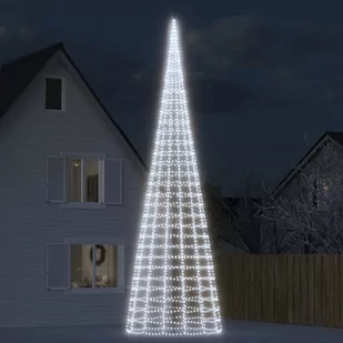 vidaXL Choinka z lampek, na maszt, 3000 zimnych białych LED, 800 cm - Oświetlenie świąteczne - miniaturka - grafika 1