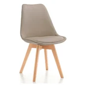 Krzesła - Krzesło skandynawskie z poduszką DUBLIN ciemnobeżowy welur - miniaturka - grafika 1