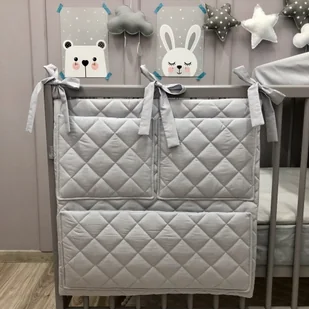 Pikowany organizer na łóżeczko porcelanowy szary - Organizery na łóżeczko - miniaturka - grafika 1