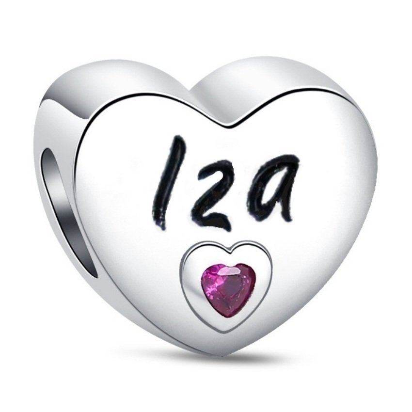 Zawieszka Charms SREBRO 925 Koralik Imię Iza Izabela Serce