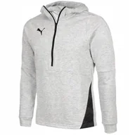 Bluzy sportowe męskie - Męska bluza z kapturem suwakiem szara PUMA TEAMFINAL 21 CASUALS HOODY - miniaturka - grafika 1