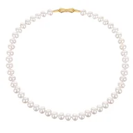 Naszyjniki - ENAYA LAMAR GOLD Naszyjnik z białych naturalnych pereł kolia chocker - 40 cm - miniaturka - grafika 1