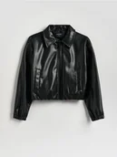 Kurtki i płaszcze dla dziewczynek - Reserved - Kurtka bomberka z imitacji skóry - czarny - miniaturka - grafika 1