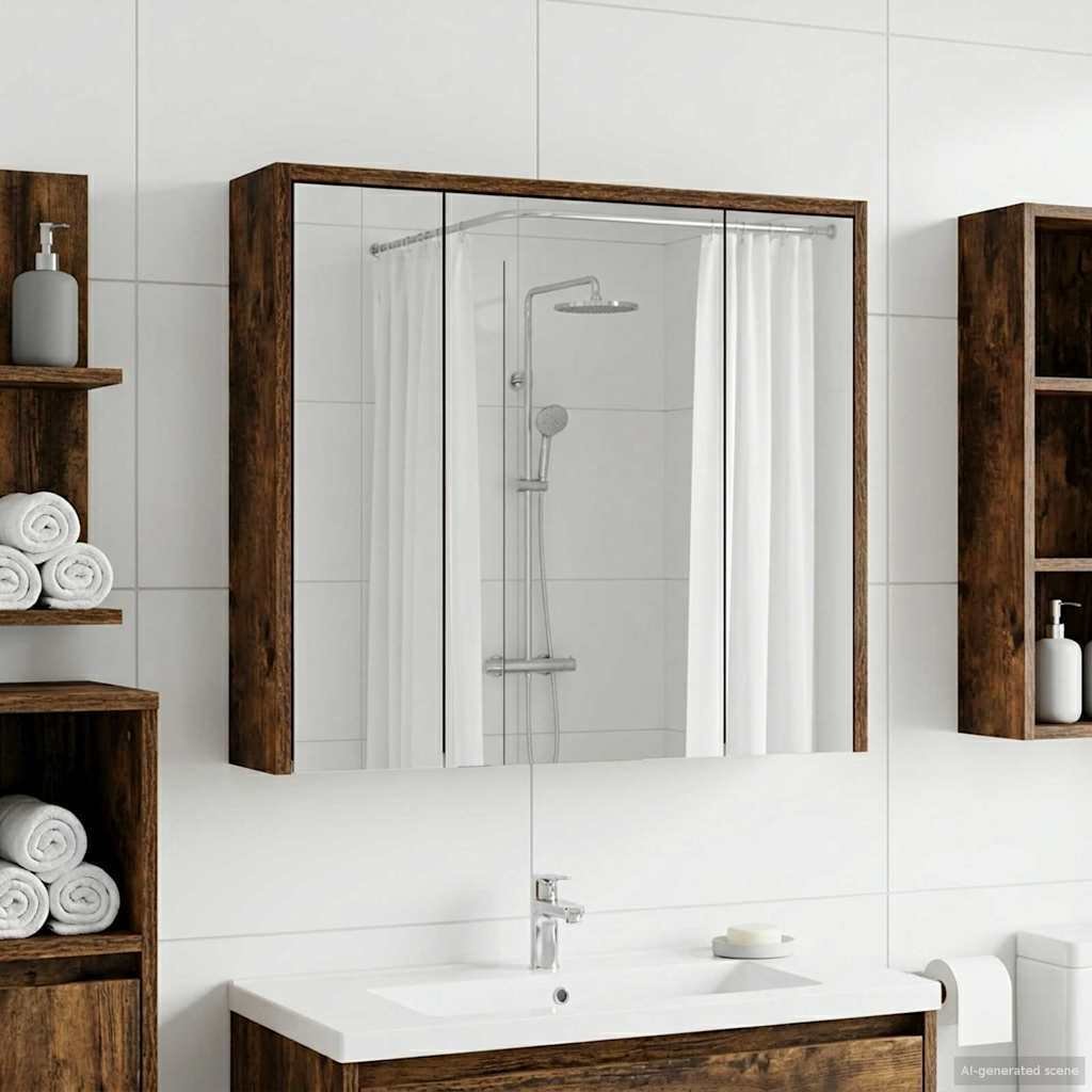 vidaXL vidaXL Szafka z lustrem do łazienki Dąb wędzony 63,5 x 16 x 62,5 cm