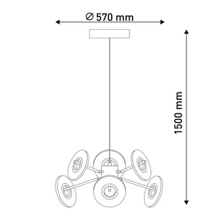 Żyrandol LED Discus, czarny, 6-punktowy - Lampy sufitowe - miniaturka - grafika 5