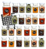 Pojemniki kuchenne - Słoiki na przyprawy 150 ml x23 szt z białą zakrętką 90 etykiet czerpak - miniaturka - grafika 1