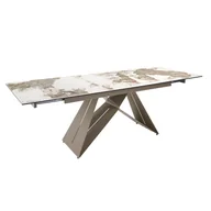 Stoły - Prostokątny, rozkładany stół z porcelanowego marmuru i stali w kolorze szarym taupe 180 x 90 x 76 cm - miniaturka - grafika 1