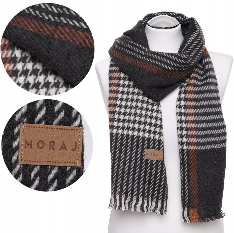 ELEGANCKI SZAL MĘSKI SZALIK JESIENNY ZIMOWY CIEPŁY MODNY MORAJ BLACK