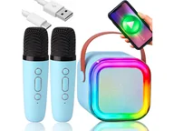 Instrumenty muzyczne dla dzieci - Mikrofon G��o��nik Bezprzewodowy Zestaw Karaoke Bluetooth 2 Mikrofony Niebieski - miniaturka - grafika 1