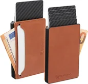 Pozostałe akcesoria do telefonów - KORUMA Aluminiowy portfel na karty + etui skórzane z magsafe brąz Uniwersalny - miniaturka - grafika 1