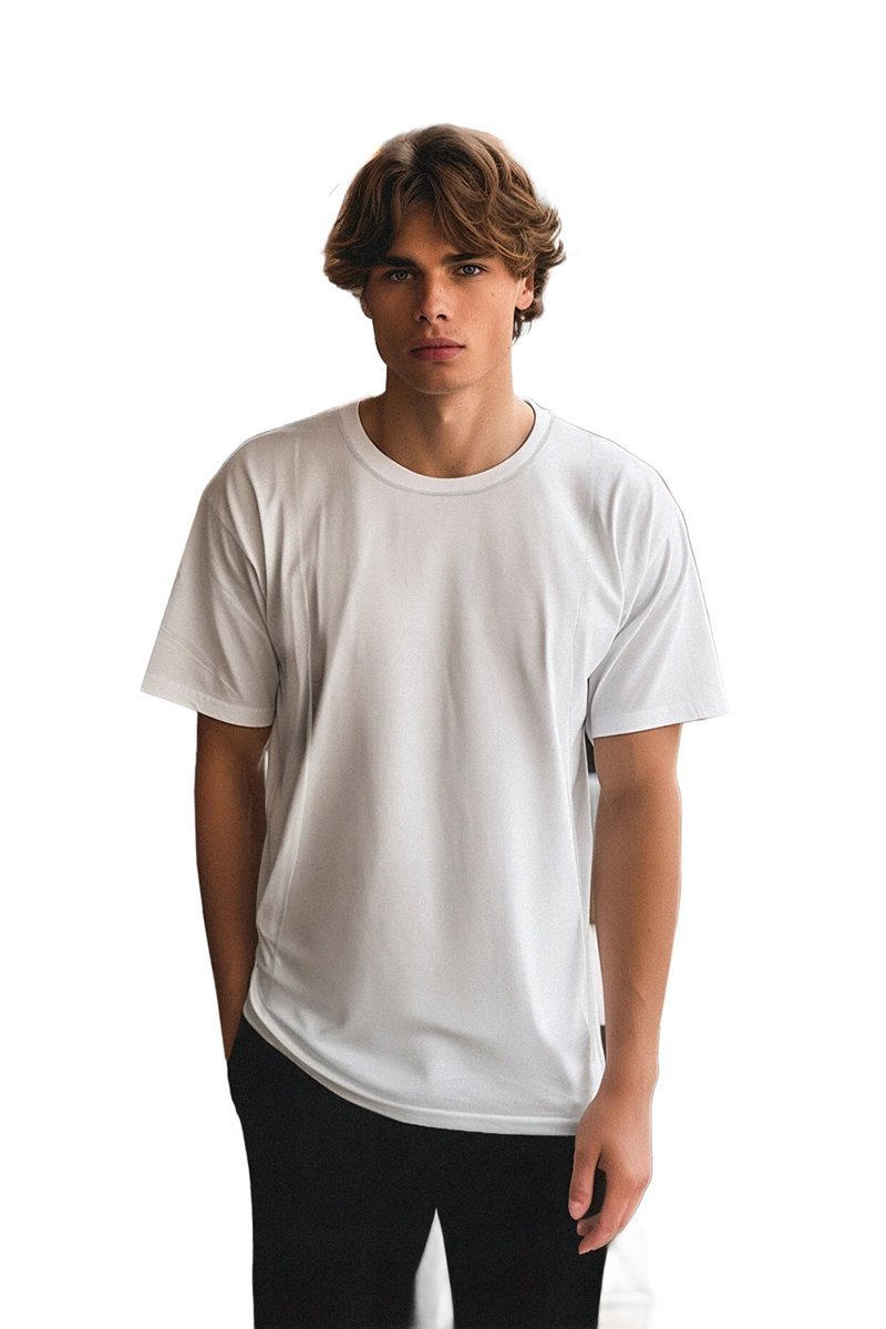 TRENDYOL MAN MĘSKI T-SHIRT Z OKRĄGŁYM DEKOLTEM BIAŁY BEZ NADRUKU S 5DA