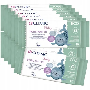 12 x Cleanic Baby ECO Pure Water Chusteczki nawilżane 50 sztuk - Chusteczki nawilżane - miniaturka - grafika 1