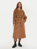 Płaszcze damskie - Tommy Hilfiger Płaszcz wełniany WW0WW45919 Brązowy Oversize - miniaturka - grafika 1