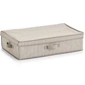 Pudła i pojemniki do przechowywania - Zeller Pudełko do przechowywania z pokrywką z Stripes, z włókniny, Beige (14646) - miniaturka - grafika 1