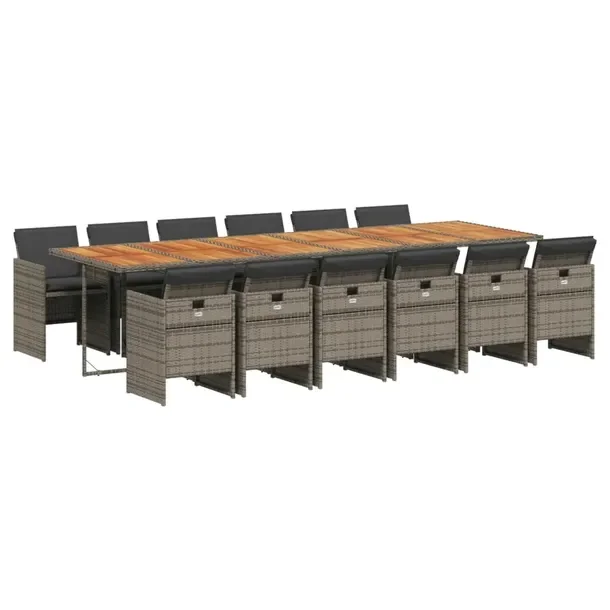 Zestaw mebli ogrodowych 330 x 106 x 73 cm, szaro-brązowy, 12 krzeseł