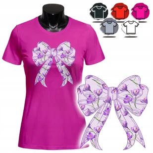 KOSZULKA DAMSKA Z NADRUKIEM T-SHIRT - WZÓR KOKARDKA TULIPAN FIOLET - L - Koszulki i topy damskie - miniaturka - grafika 1