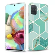 Etui i futerały do telefonów - Pokrowiec Etui Do Samsung Galaxy A71 5G w Zielono Jasnozielono Złoty Marmur No. 3 Obudowa Case Cover Silikon Plecki Cadorabo - miniaturka - grafika 1