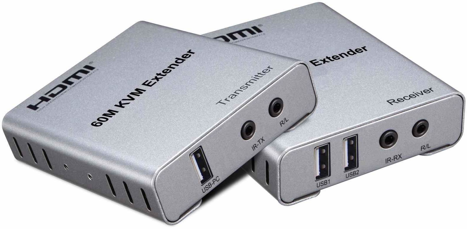 Przełącznik PremiumCord HDMI KVM extender s 2xUSB na 60m z dźwiękiem przez jeden kabel Cat5/6 khext60-8