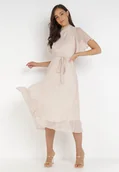 Sukienki - Beżowa Sukienka Acsophia - miniaturka - grafika 1